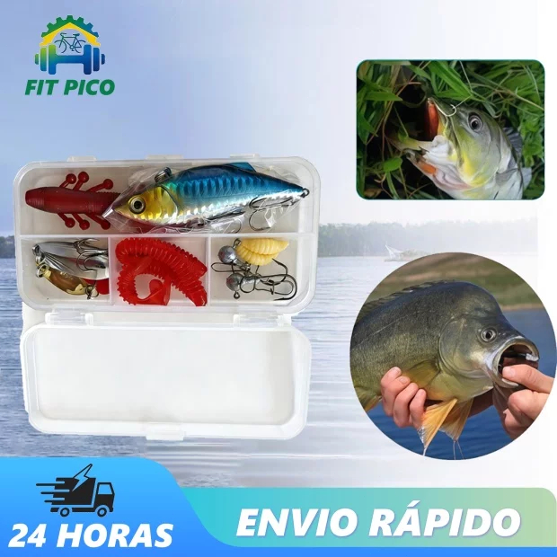 Novo Conjunto 30 Pçs Empilhadores De Pesca De Minnow Colher De Iscas Em Caixa Macia Dura Ganchos