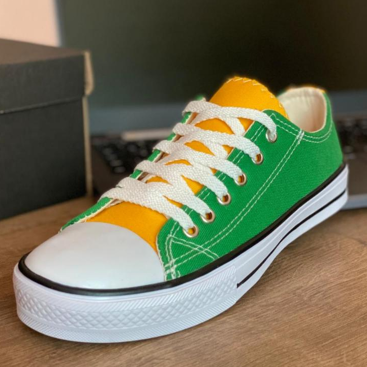 Tênis feminino e masculino para copa do mundo 2026 cano alto e cano baixo bota leve verde e amarelo