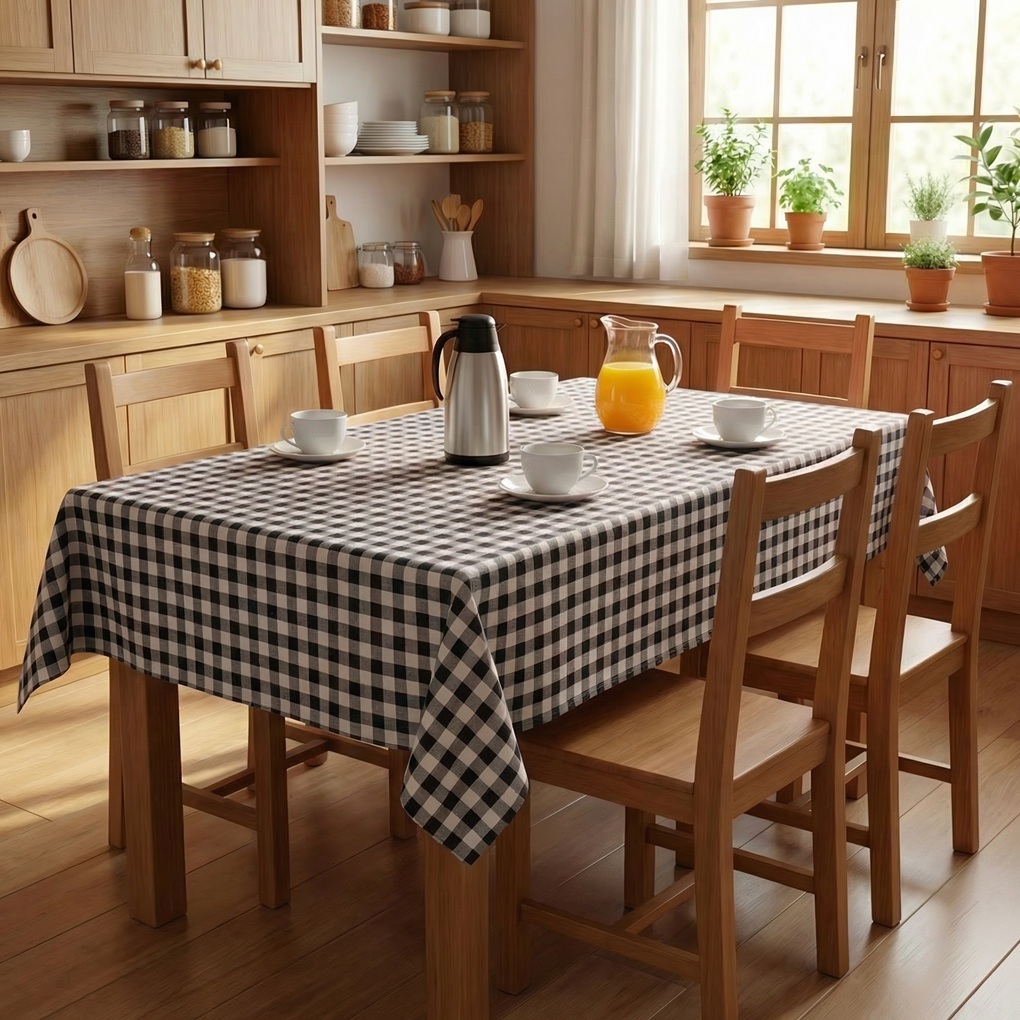 Toalha de Mesa Oxford Xadrez e Lisa - Fácil de Lavar e Secar Temima
