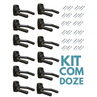 Kit 12 Suportes de Parede VIOLAO GUITARRA UKULELE  Preto Espuma EVA Anti Risco + Buchas e parafusos
