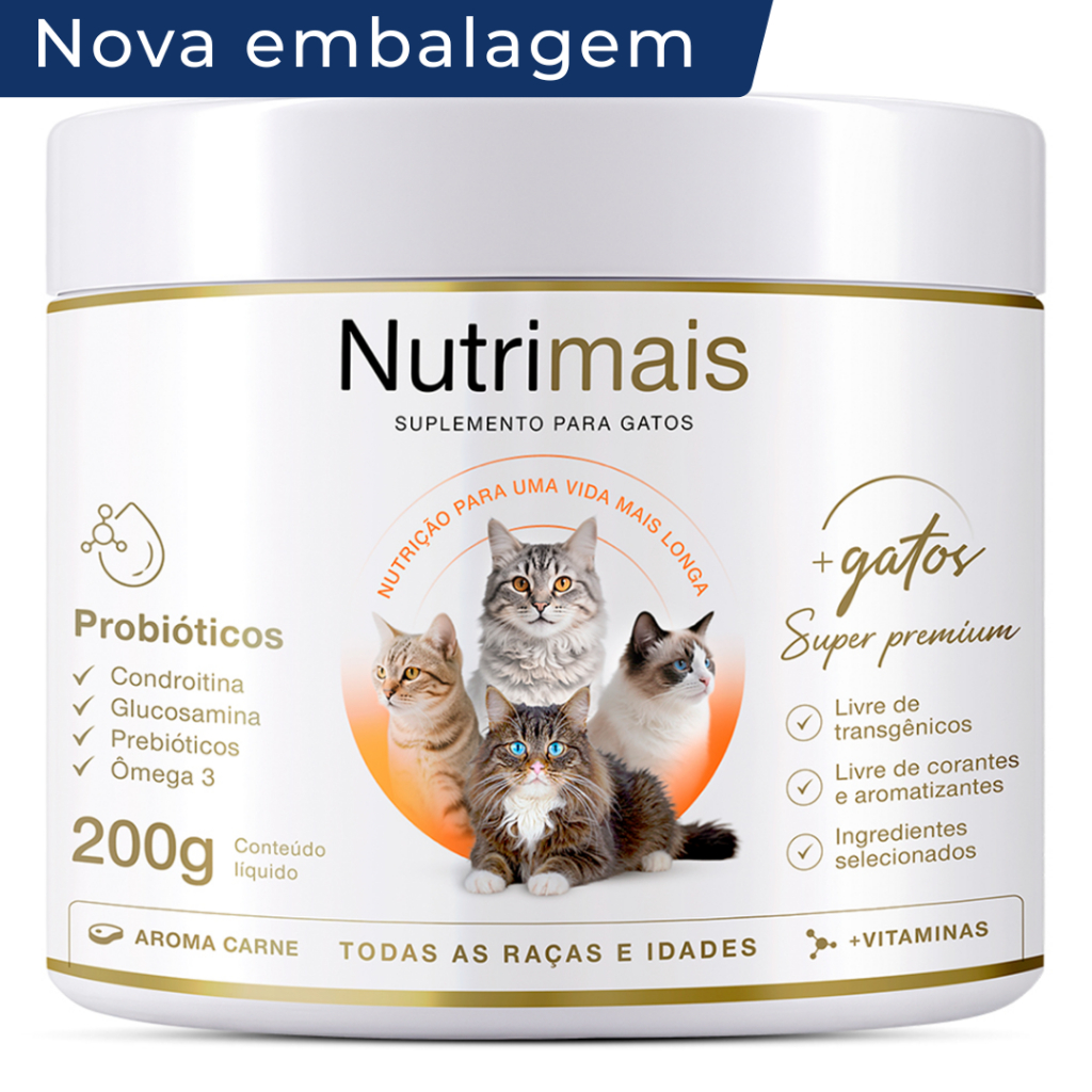Suplemento Nutrimais Gatos Queda de Pelos Derme Coceiras Alergias 200g em Oferta na Shopee
