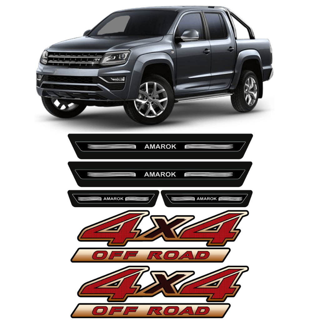 Kit Soleira Adesiva Volkswagen Amarok Protetor Porta Adesivo 4x4 Off Road