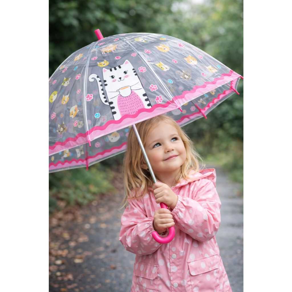 Guarda Chuva Infantil Sombrinha Automática Leve Com Apito Com Desenho Divertidos Transparente