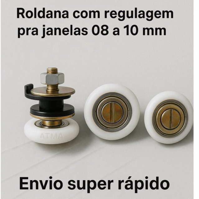 kit  2/4/ Unidades Roldanas Com Regulagem Para  Portas e Janelas 1125