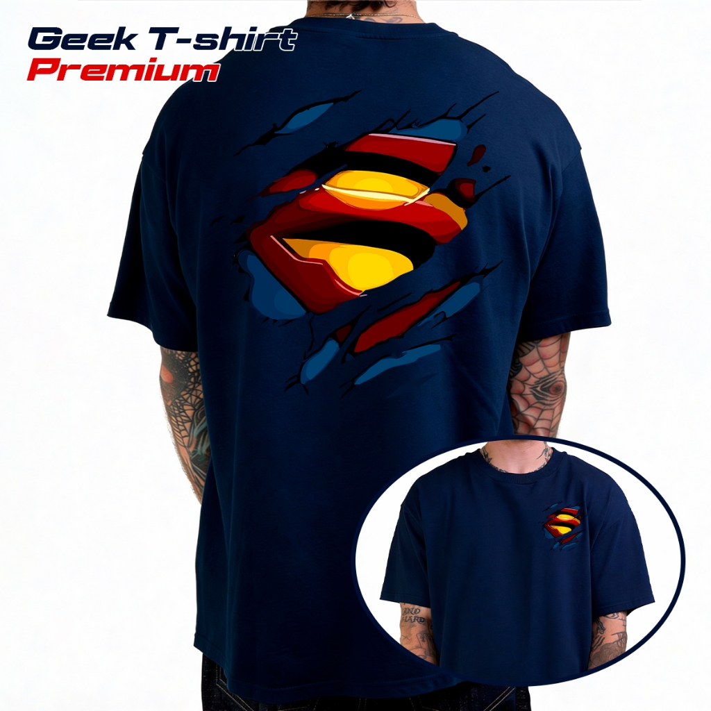 Camiseta Estampada Frente e Verso do Superman Tecido 100%Algodão Tamanhos e Cores Disponíveis