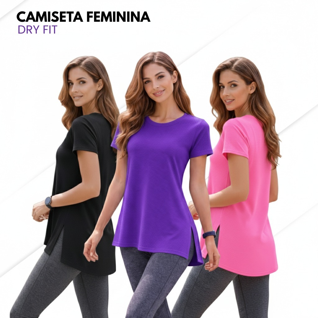 Camiseta Feminina Academia Dry Fit Blusa Musculação Caminhada