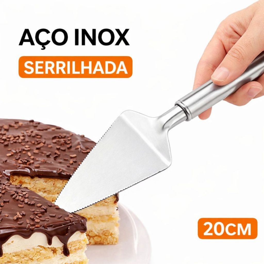 Espátula Para Bolo Inox Triangular Confeitaria Cortar Torta Pão Profissional