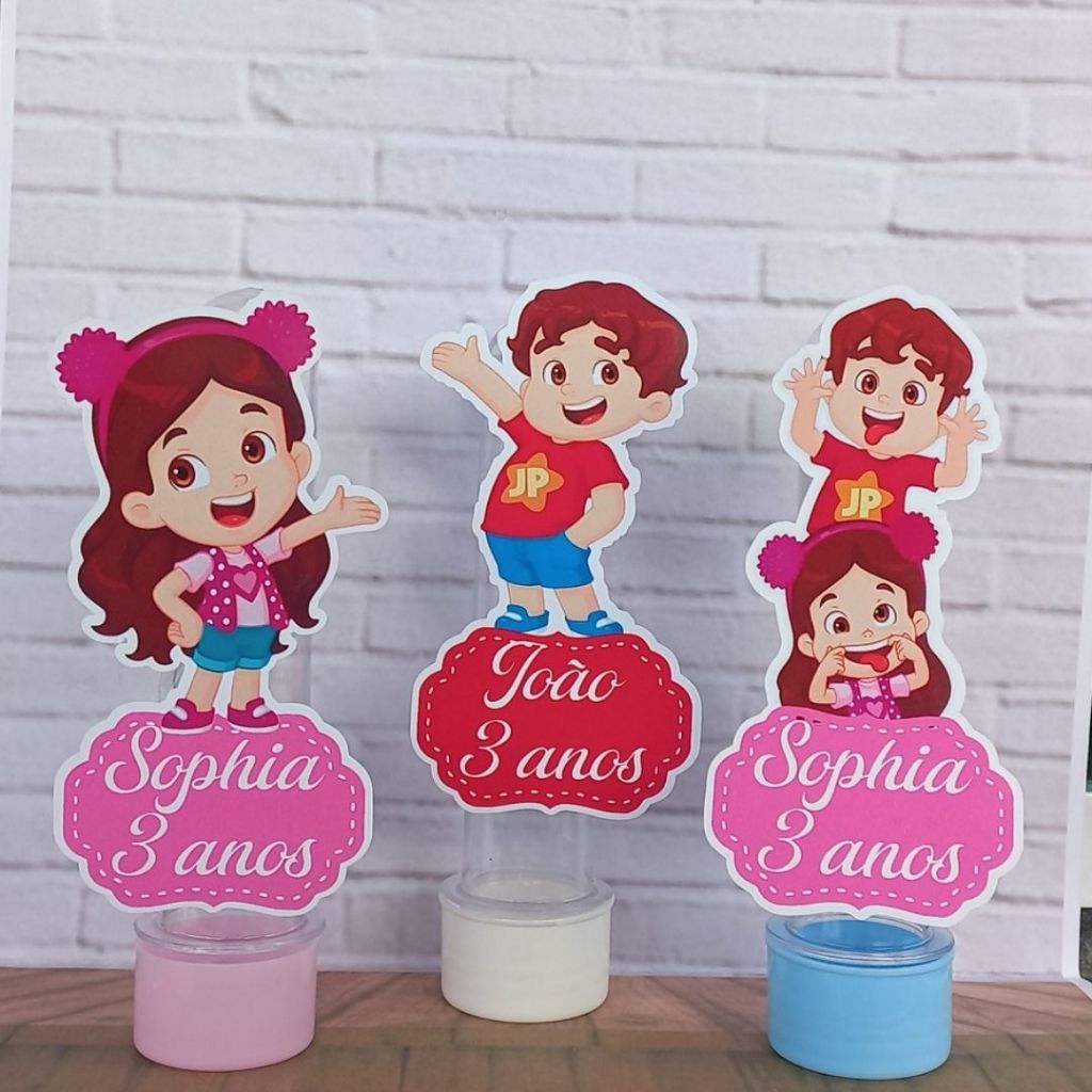Kit Aplique 3D para Tubete - Personalizado - Lembrancinha Aniversário Infantil/ Decoração de mesa