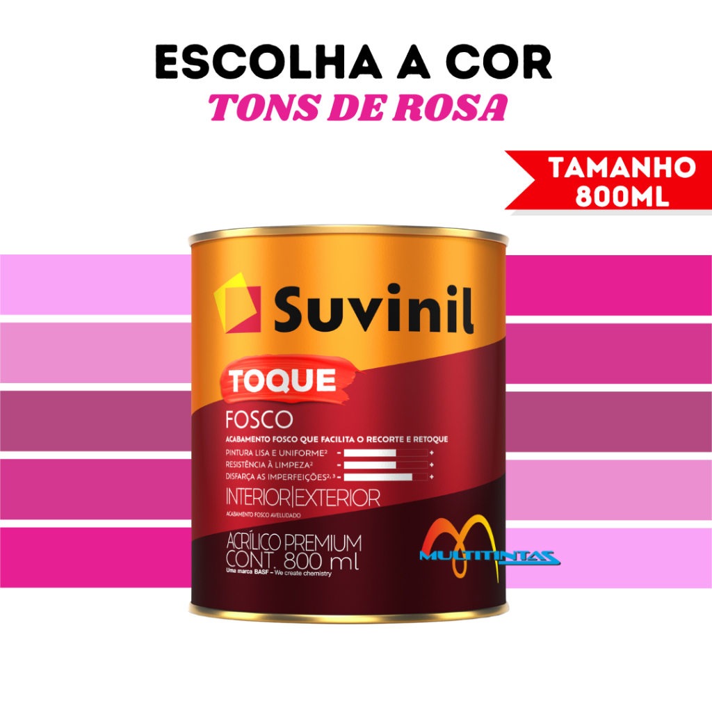 Tinta Acrílica Fosco 800ml Tons De Rosa Parede Toque Fosco Suvinil em Oferta na Shopee