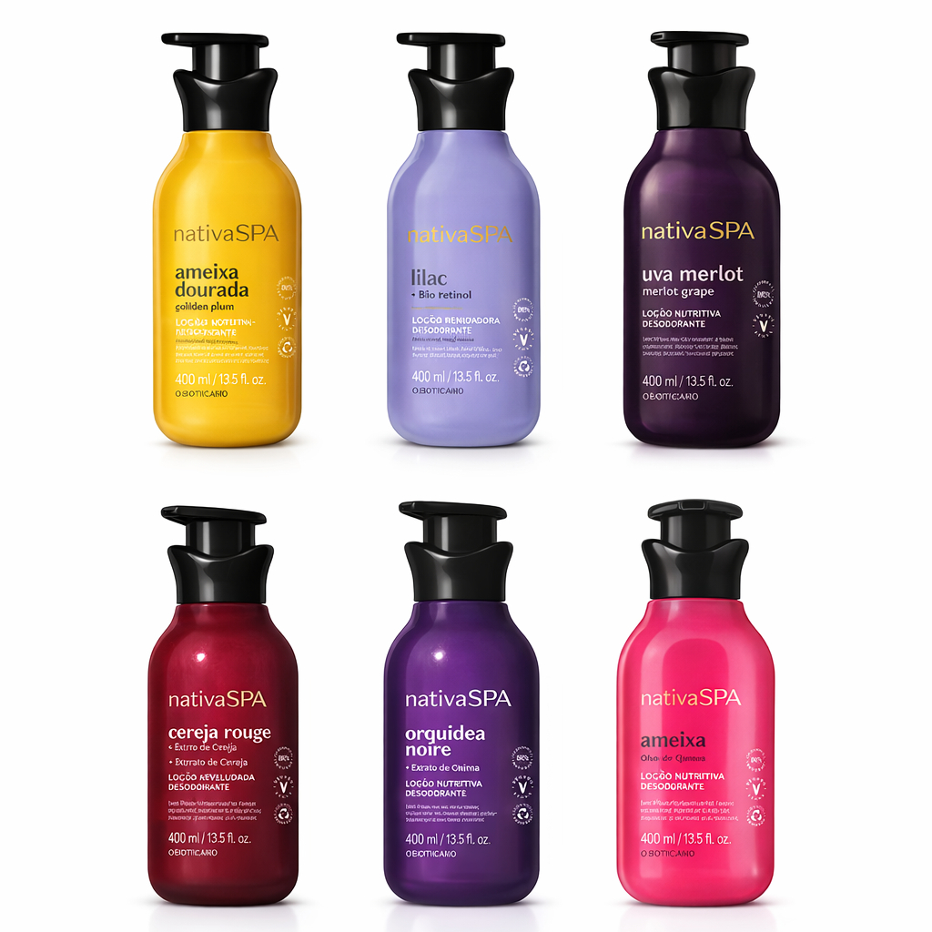 Hidratante Loção Desodorante Corporal Nativa SPA Ameixa Lilac Cereja Orquidea 400ml