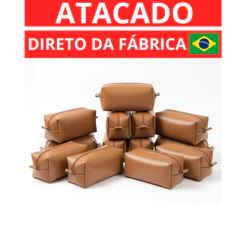 KIT COM 6 NECESSAIRES EM COURO SINTÉTICO BOLSA DE MÃO COSMÉTICOS MAQUIAGEM ATACADO FEMININO MASCULINO GRANDE BRINDE
