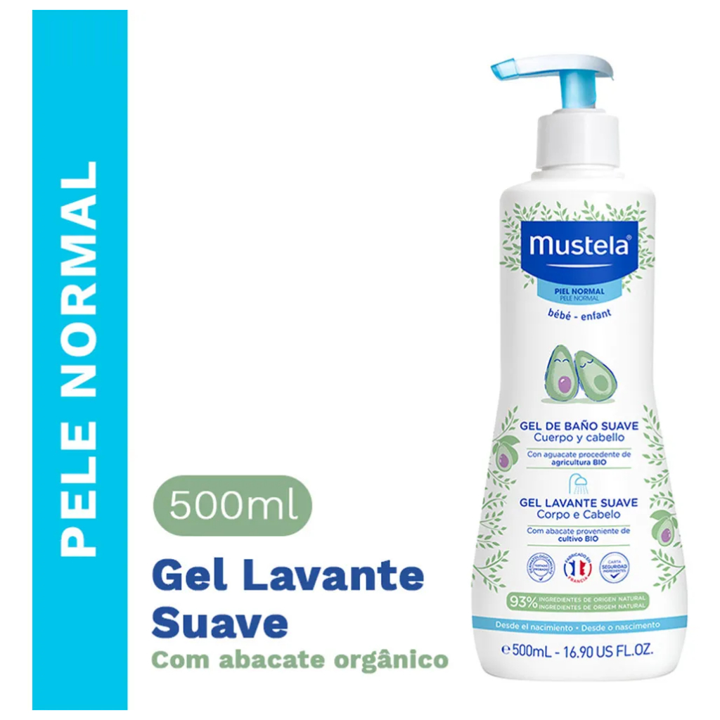 Mustela Gel Lavante Suave com Abacate Orgânico Bebê 500ml