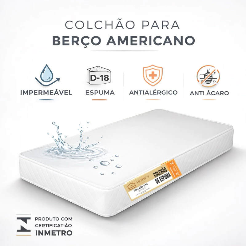 Colchão De Berço Impermeável 130x70 Modelo Americano