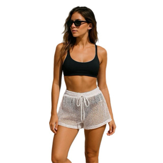 Saída de praia com short de banho telinha leve e moderno em Oferta na Shopee