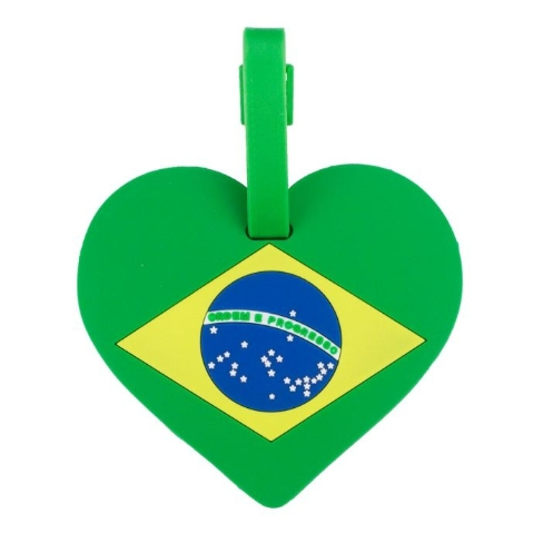 Etiqueta Identificação Bagagem Coração Brasil/ Etiqueta Mala/ Tag Mala Viagem/ Copa do Mundo/ Chaveiro