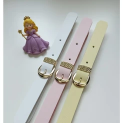 Kit 3 Cintos Infantil Feminino Fivela Redonda Dourada Tira Média 2,5cm Tons Pasteis - Menina Moda Sol