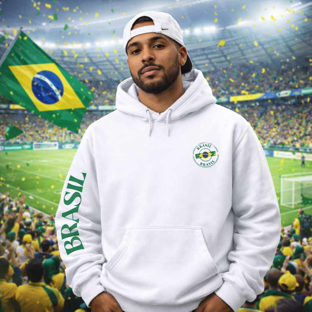 Blusa Moletom de Frio Brasil Copa do Mundo Jogo Futebol2026 Torcedor Unissex