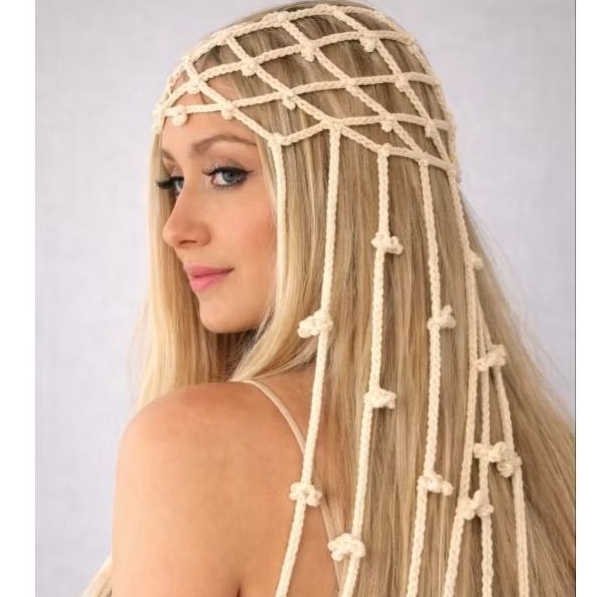 headpiece com cordões de flores touca de verão vintage, moda praia em Oferta na Shopee