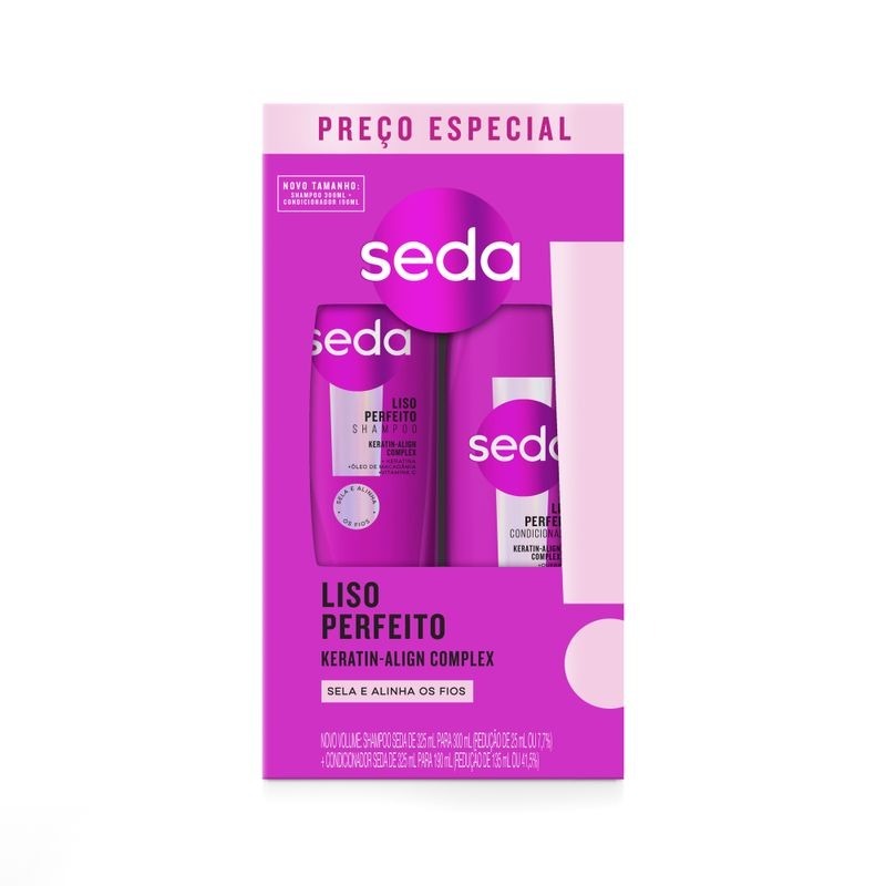 kit Shampoo Seda Liso Perfeito 300ml + Condicionador Seda Liso Perfeito 190ml em Oferta na Shopee