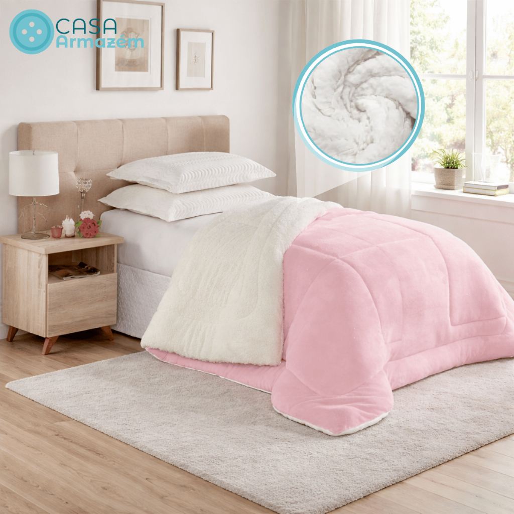 Coberdrom Solteiro Manta Sherpa Lã Carneiro 2,20 x 1,60 Grosso Para Inverno Varias Cores