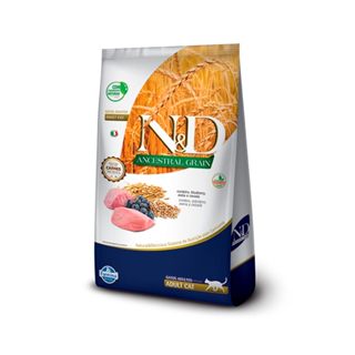 N&D Ancestral para Gatos Adultos de Todas as Raças Sabor Cordeiro, Blueberry, Aveia e Cevada 1,5Kg em Oferta na Shopee