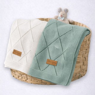 Kit 2 Manta de Bebê para Berço Tricô Saída Maternidade Cobertor de Bebe