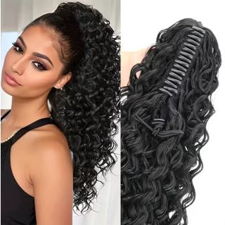 Rabo de Cavalo Aplique 100% Orgânico Cacheado Com Piranha 65cm em Oferta na Shopee