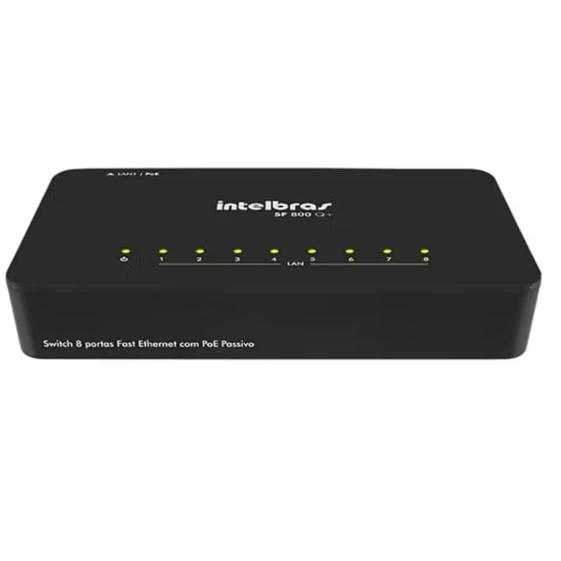 Switch 8 Portas Fast Ethernet SF 800 Q+ Preto Intelbras Usado