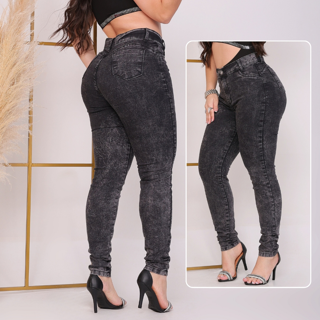 Calça Jeans Skinny Feminina CINTURA ALTA LEVANTA BUMBUM em Oferta na Shopee