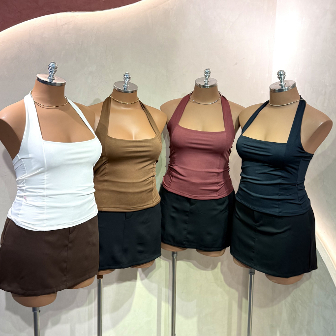 Blusa Antonella Plus Size G1 e G2 Cropped Halter Frente Única Top das Blogueiras Zero Transparência Frente Dupla em Oferta na Shopee