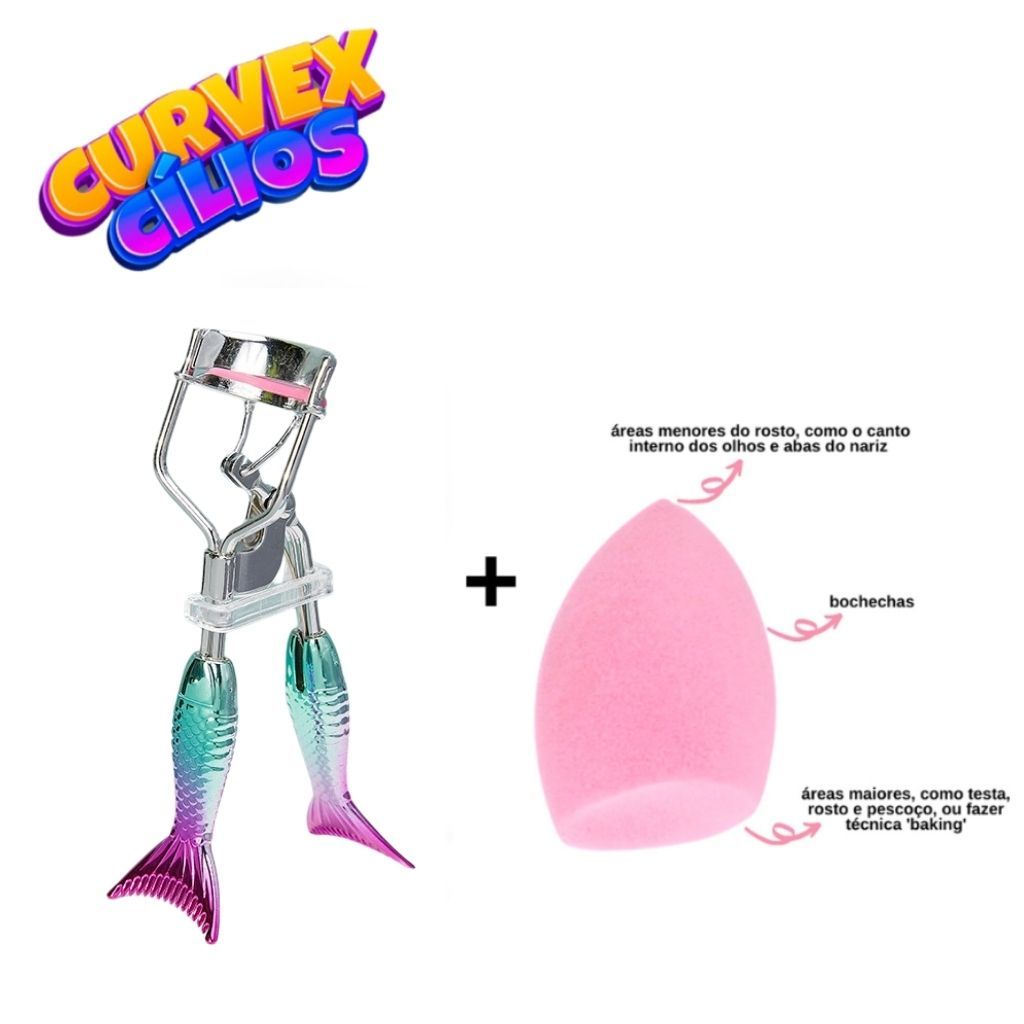 Curvador De Cílios Curvex Profissional Cores sortidas Mais Esponja Chanfrada para Base e Pó Maquiagem em Oferta na Shopee