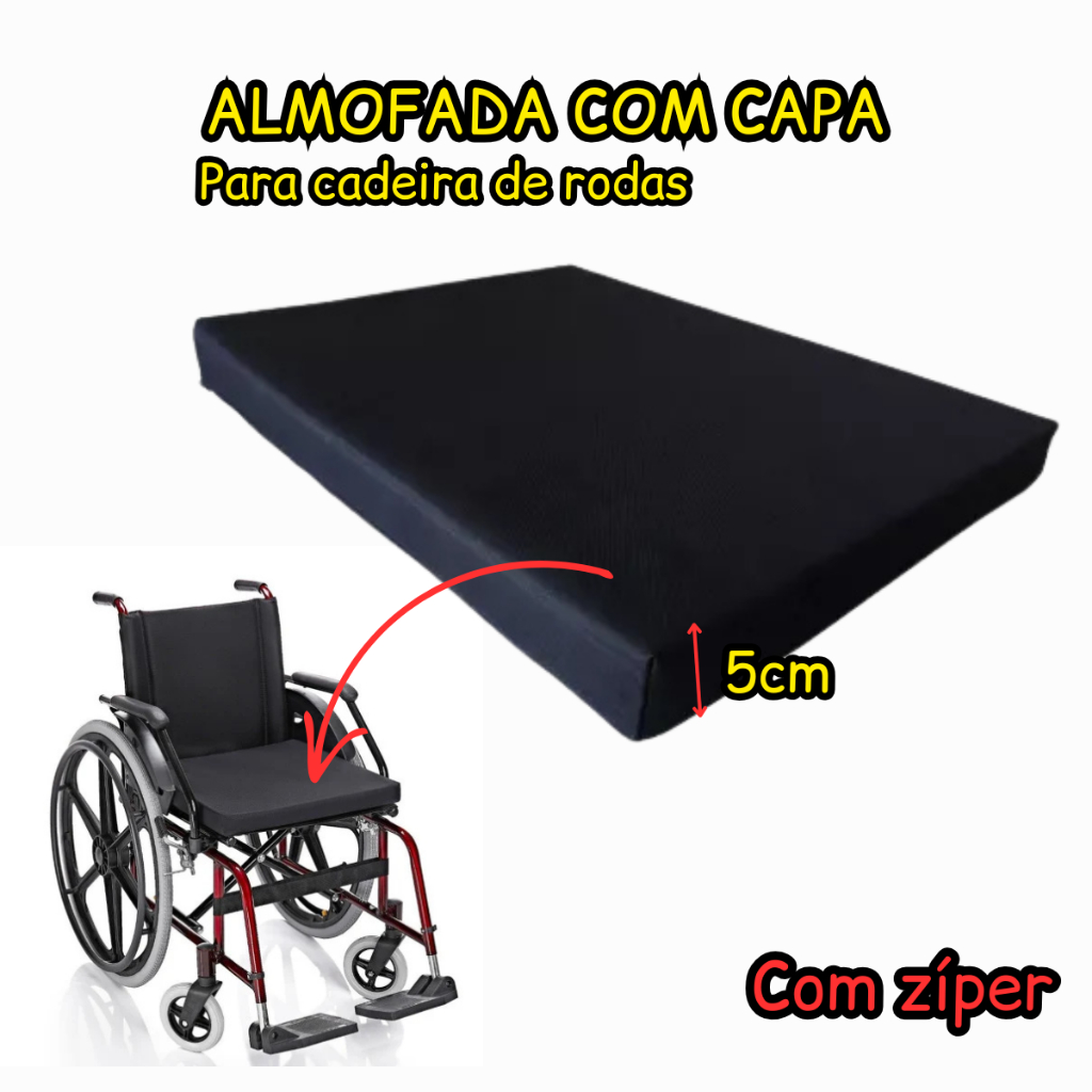 Almofada Impermeável Para Cadeira De Rodas 43x43 Com Zíper Várias cores