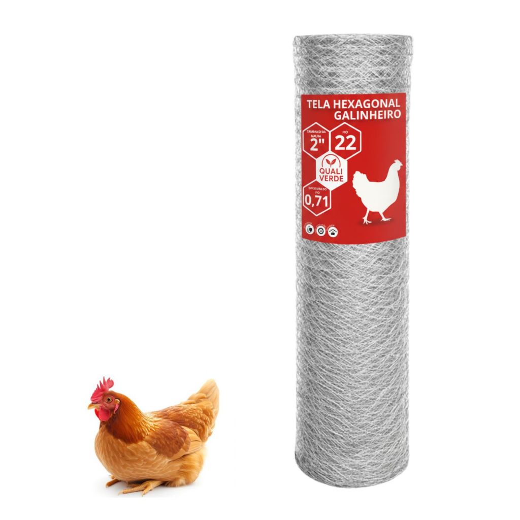 Tela Galvanizada Galinheiro Para Criação Aves 1,00x15m Fio 22