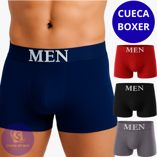 Kit Cueca Boxer Lisa Sem Costura Masculino Adulto Cores Variadas em Oferta na Shopee