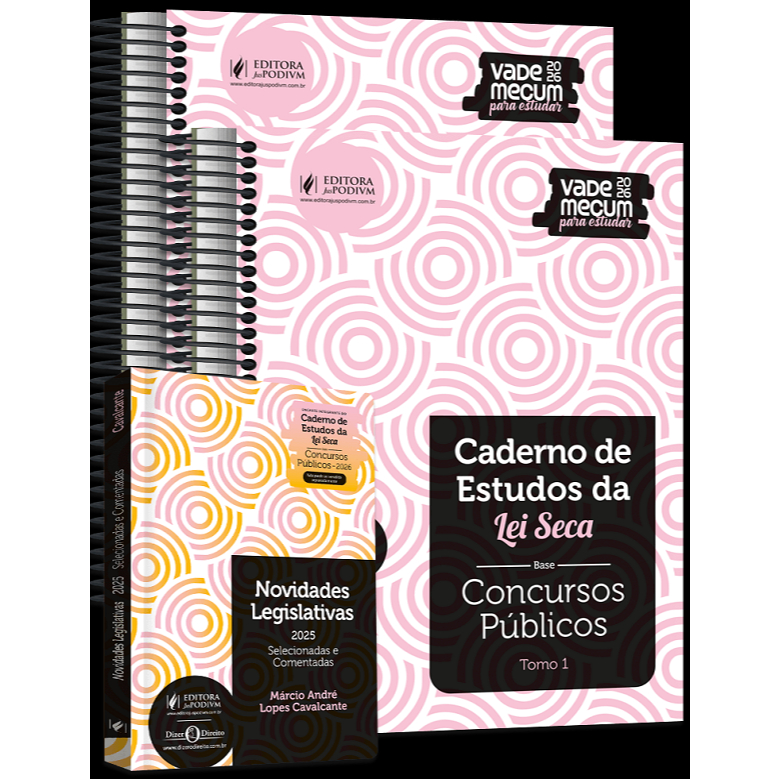 Imagem Caderno de Estudos da Lei Seca - Concursos Públicos Capa Rosa - 15 Edição 2026 Juspodivm