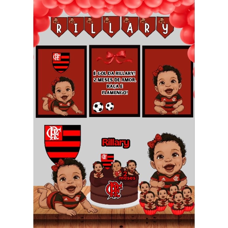 Kit Só um Bolinho do Flamengo para festa/Aniversários/mêsversários por  gentileza  enviar nome, idade as fotos  do bebê.
