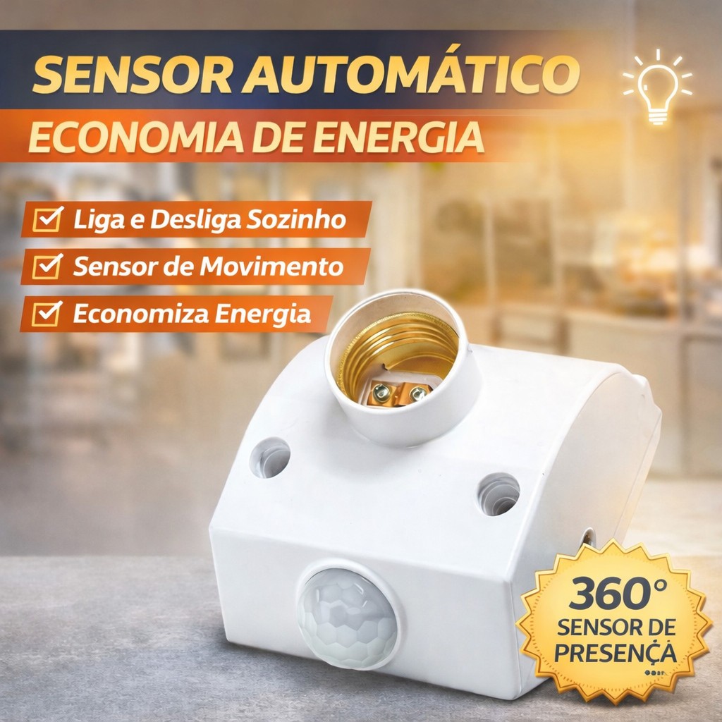Sensor de Presença Com Fotocélula Para Lâmpada Soquete E27 Modelo Quadrado em Oferta na Shopee