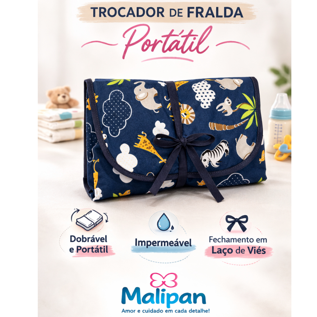 Trocador de Fralda Portátil Impermeável Acolchoado com Bolso em Oferta na Shopee