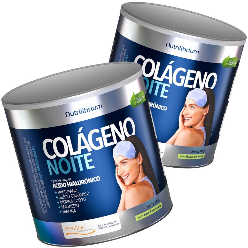 Kit 2x Colágeno Verisol Com Triptofano Magnésio Noite 200g Nutrilibrium