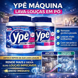Sabão Ypê Lava Louças em Pó 1Kg para Máquina - Com Secante e Controle de Odor - Limpeza Profunda em Oferta na Shopee