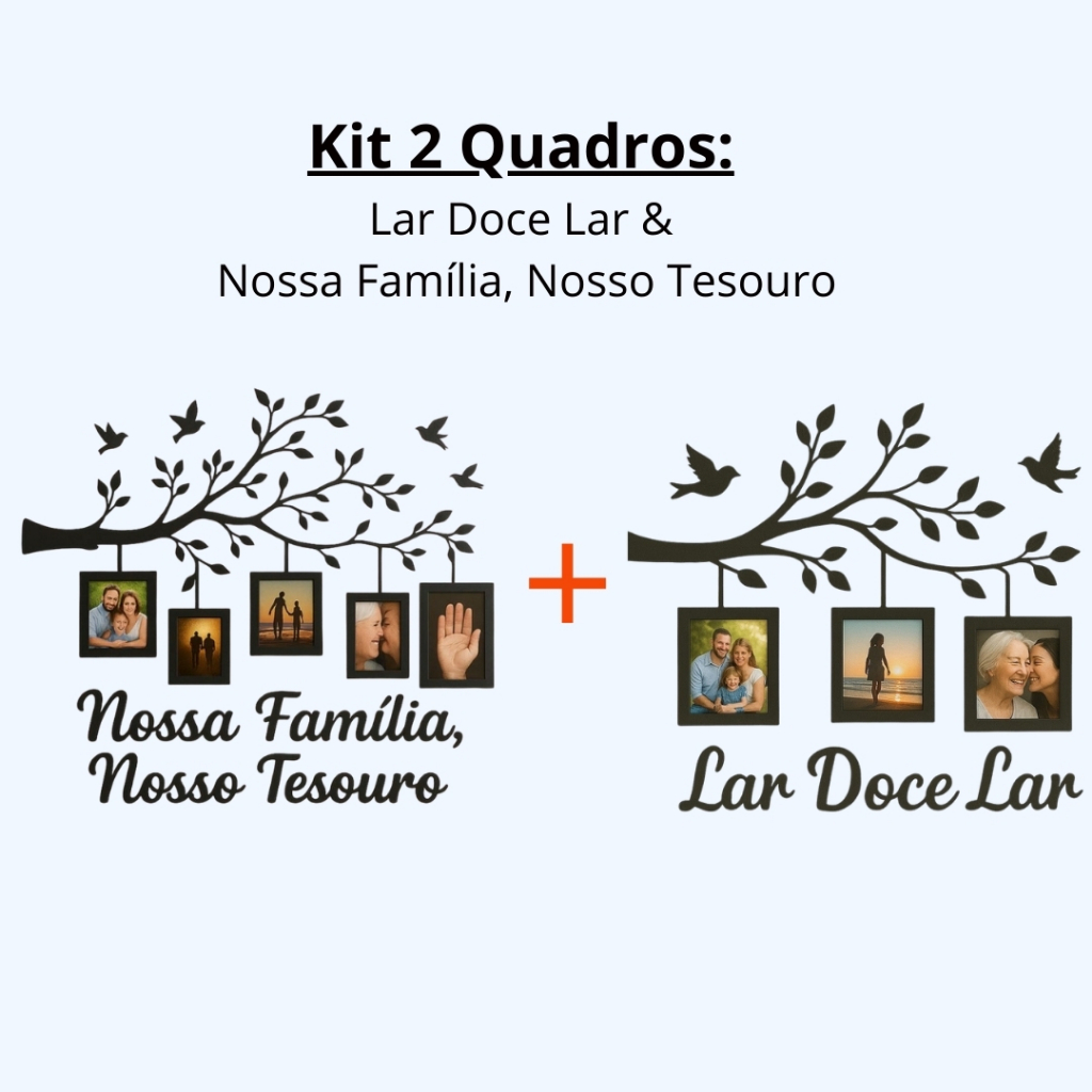 Kit 2 Quadro Decorativo Porta Retrato Familia Moldura Foto Arvore Parede Sala MDF em Oferta na Shopee