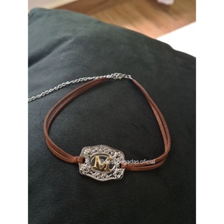 colar country feminino choker courinho personalizado com inicial do nome rodeio moda country feminina lançamento em Oferta na Shopee