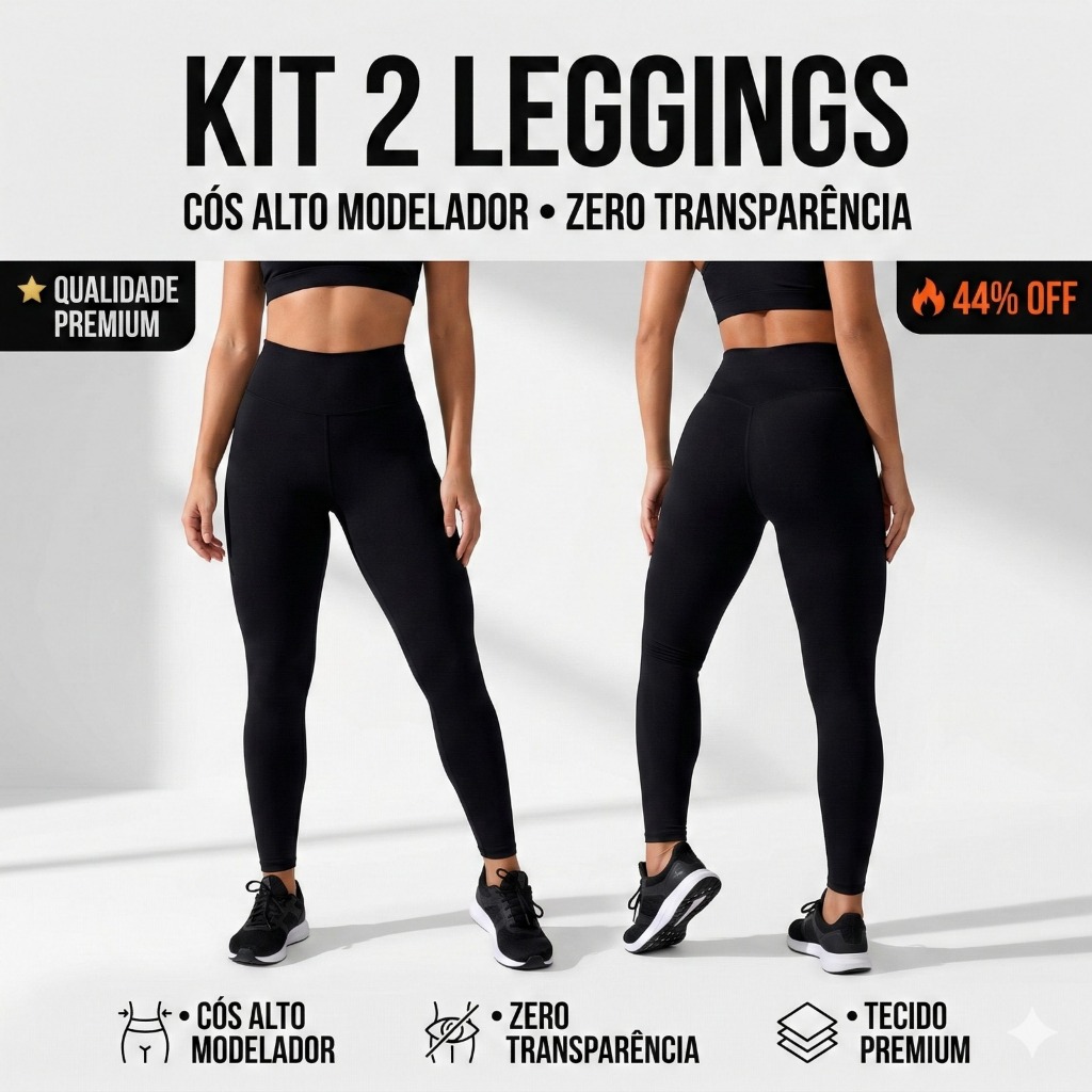 Kit 2 Legging Suplex Feminina Zero Transparência Calça Leg Lisa Fitness Academia