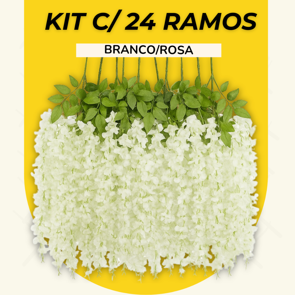 Kit 24 Pendente Cerejeira Artificial Branco Galho C/folhagem Decoração Casamento
