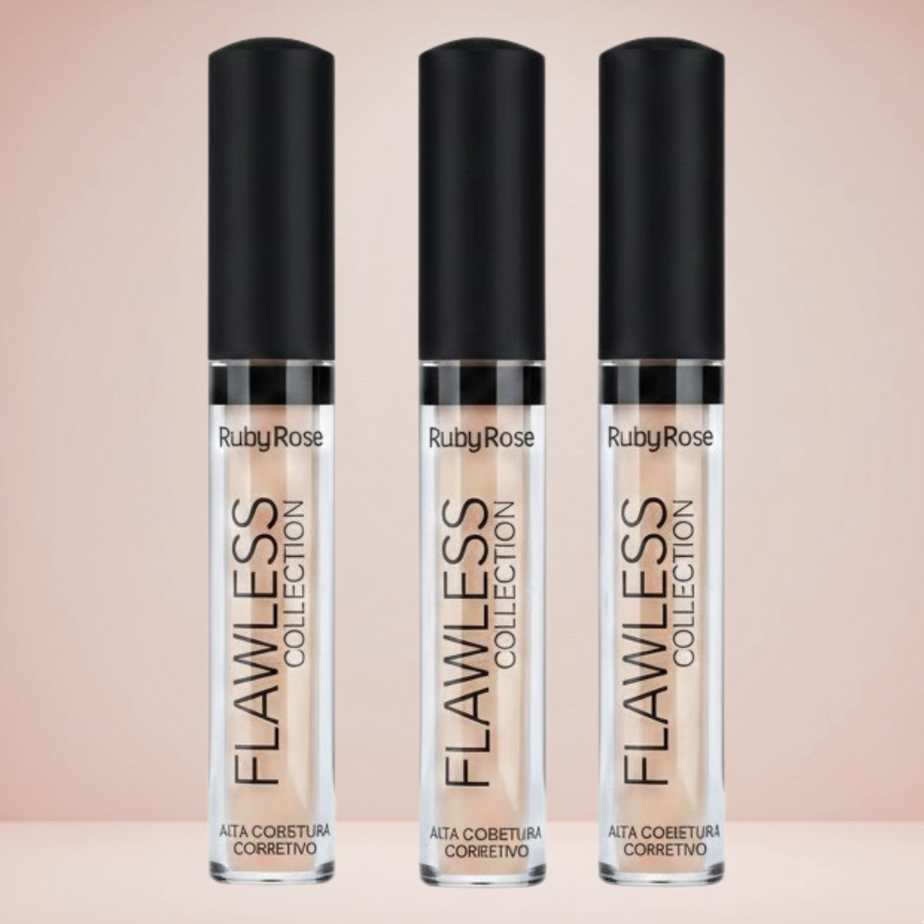 Kit 3 Corretivos Ruby Rose Flawless Collection | Alta Cobertura Matte