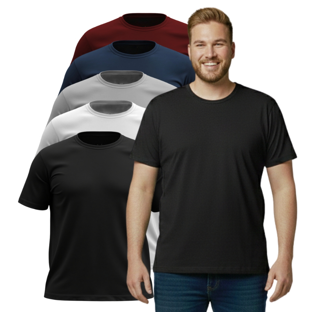 Kit 2 Camiseta Plus Size Masculina Básica Conforto Algodão G1 G2 G3 G4