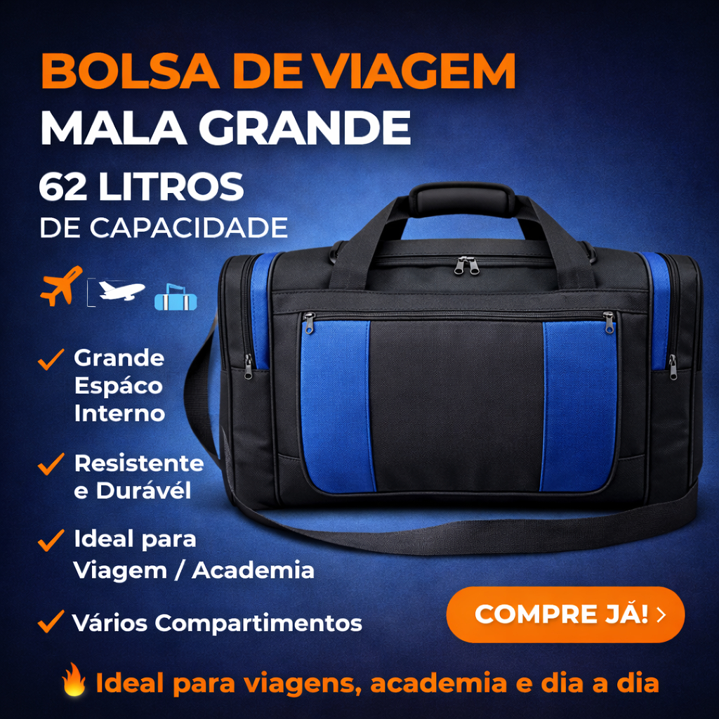 Bolsa de Viagem Mala Sacola Grande GG 62 Litros de Viagem
