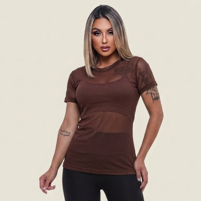 Blusa Feminina Tule Academia Fitness Luxo em Oferta na Shopee