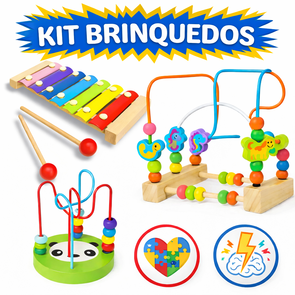 Kit  Brinquedo Montessori Sensorial Para Criança Autista Xilofone + Brinquedo Aramado- Coordenação E Estímulo Sensorial em Oferta na Shopee