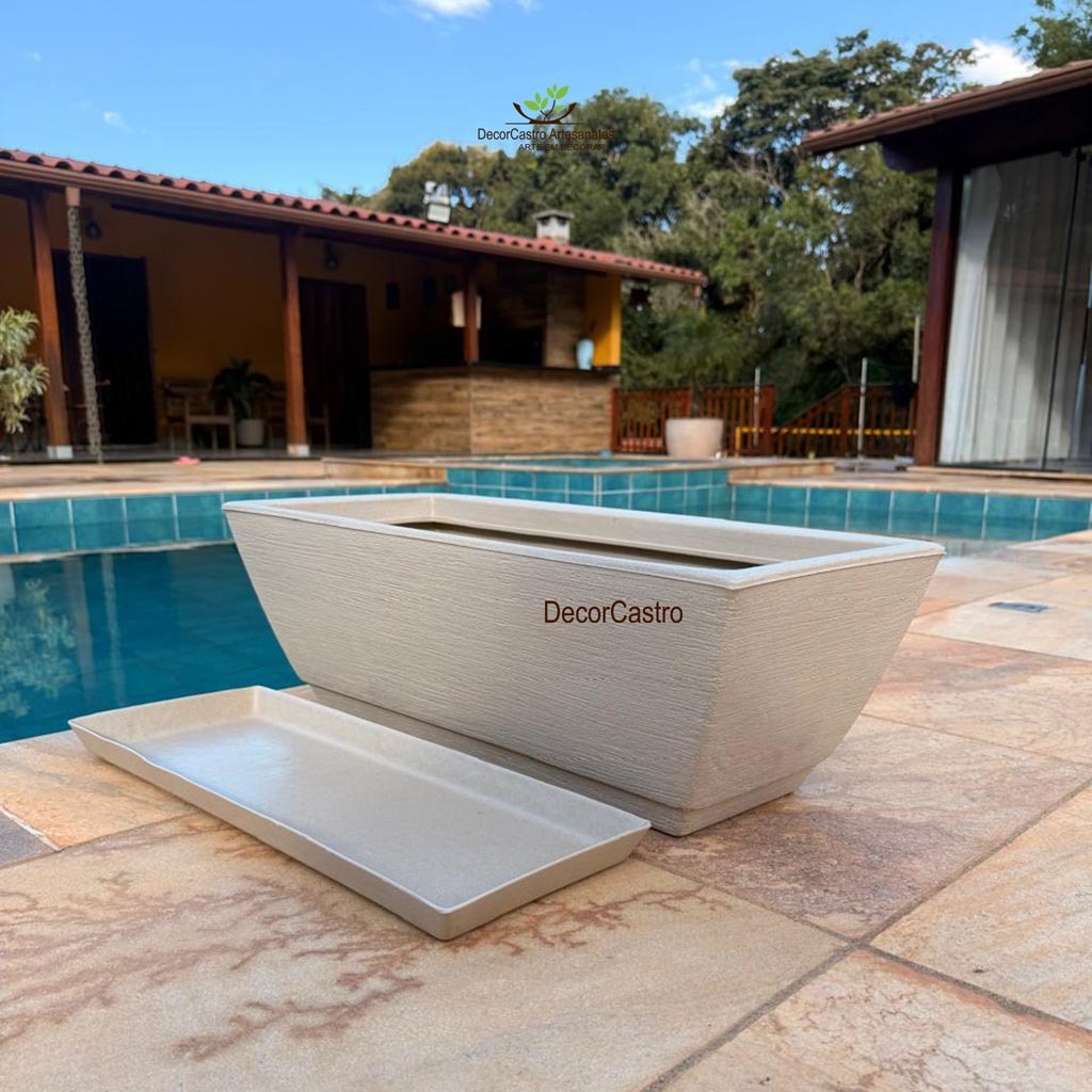 Vaso Jardineira Grande 65x29 Para Plantas Floreira Escovado M Com Prato Coletor Alto Padrão Premium